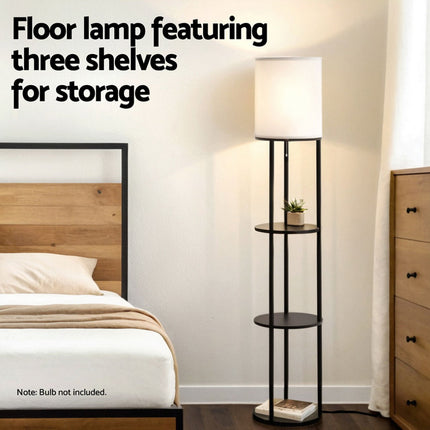 Artiss Floor Lamp Light Stand Modern Home Living Room Office Reading Glass Shade Black.