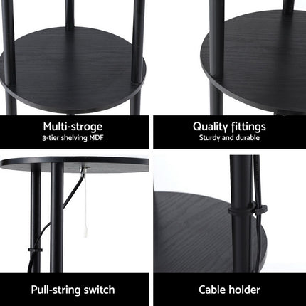 Artiss Floor Lamp Light Stand Modern Home Living Room Office Reading Glass Shade Black.