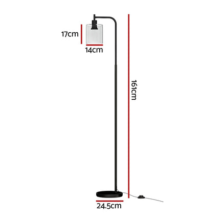Artiss Floor Lamp Light Stand Modern Home Living Room Office Reading Glass Shade Black.