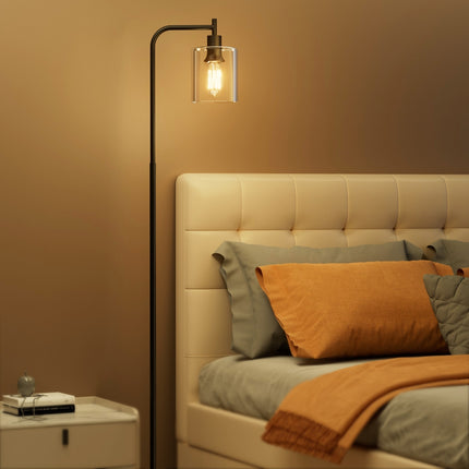 Artiss Floor Lamp Light Stand Modern Home Living Room Office Reading Glass Shade Black.