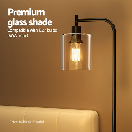 Artiss Floor Lamp Light Stand Modern Home Living Room Office Reading Glass Shade Black.