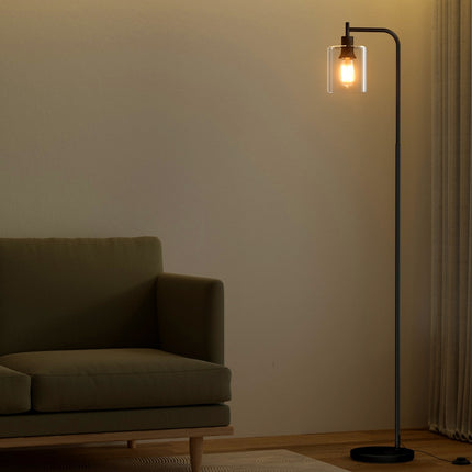 Artiss Floor Lamp Light Stand Modern Home Living Room Office Reading Glass Shade Black.