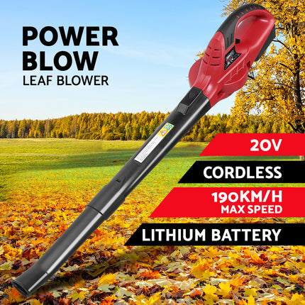Giantz 20V Cordless Leaf Blower Garden Lithium Electric Battery Nozzles 2-Speed.