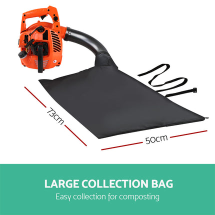Giantz 25.4cc Petrol Leaf Blower Vacuum 2-in-1 Garden Vac Mulcher Blower Orange.