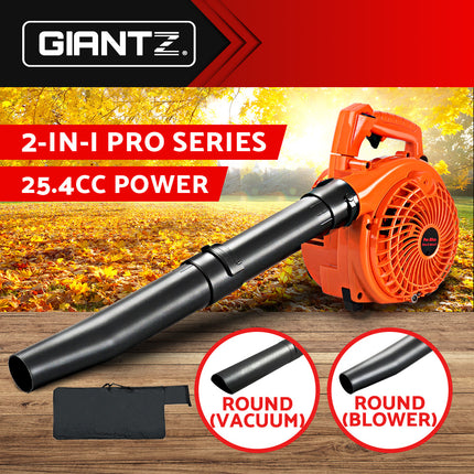 Giantz 25.4cc Petrol Leaf Blower Vacuum 2-in-1 Garden Vac Mulcher Blower Orange.