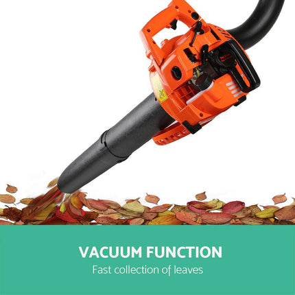 Giantz 25.4cc Petrol Leaf Blower Vacuum 2-in-1 Garden Vac Mulcher Blower Orange.