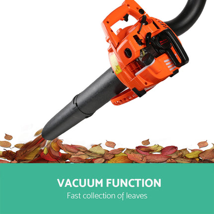 Giantz 25.4cc Petrol Leaf Blower Vacuum 2-in-1 Garden Vac Mulcher Blower Orange.