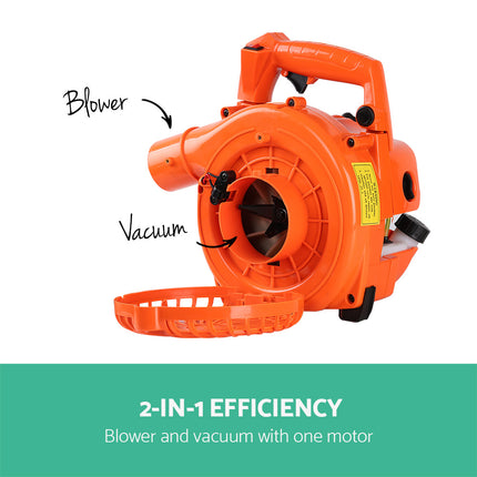 Giantz 25.4cc Petrol Leaf Blower Vacuum 2-in-1 Garden Vac Mulcher Blower Orange.