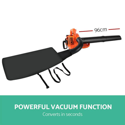 Giantz 25.4cc Petrol Leaf Blower Vacuum 2-in-1 Garden Vac Mulcher Blower Orange.