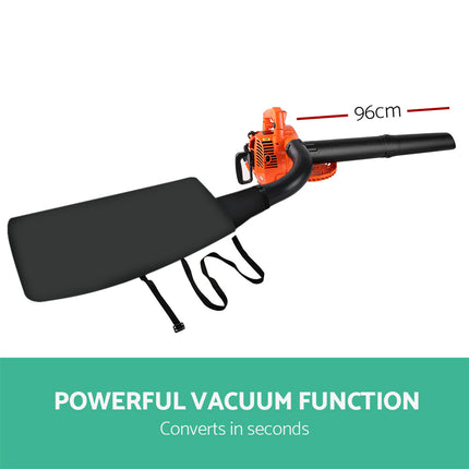 Giantz 25.4cc Petrol Leaf Blower Vacuum 2-in-1 Garden Vac Mulcher Blower Orange.