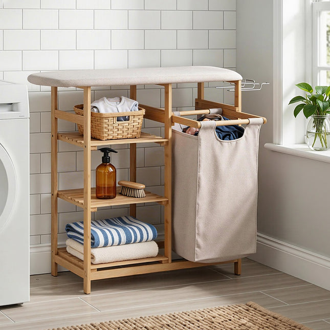 Artiss Laundry Basket Hamper with Ironing Board Bamboo.
