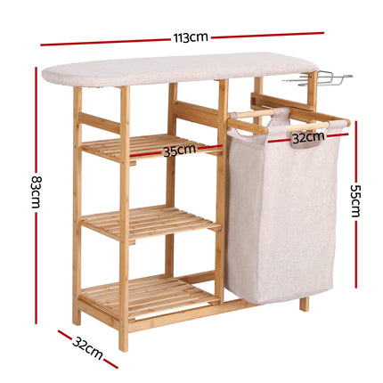 Artiss Laundry Basket Hamper with Ironing Board Bamboo.