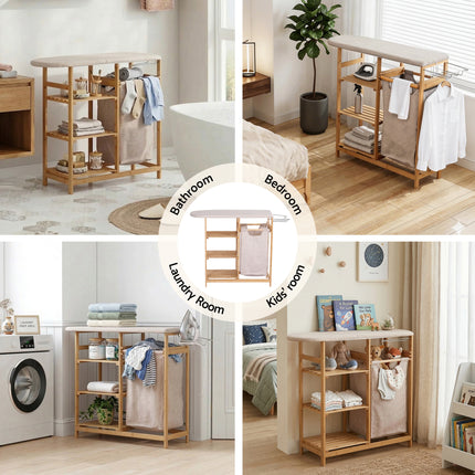 Artiss Laundry Basket Hamper with Ironing Board Bamboo.