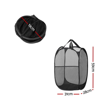 Artiss 2X Laundry Basket Hamper Foldable Black.