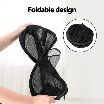 Artiss 2X Laundry Basket Hamper Foldable Black.