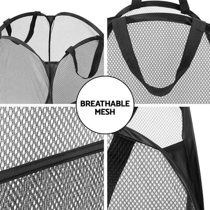 Artiss 2X Laundry Basket Hamper Foldable Black.