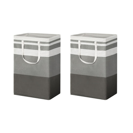 Artiss 2X Laundry Basket Hamper Foldable White Grey.
