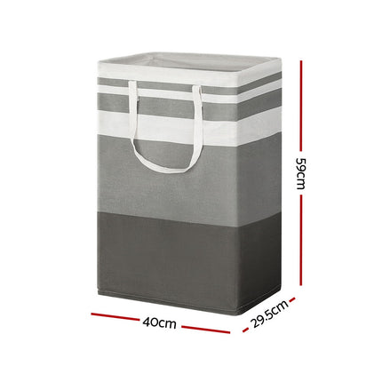 Artiss 2X Laundry Basket Hamper Foldable White Grey.
