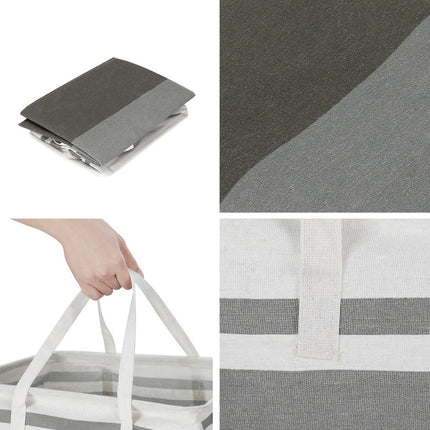 Artiss 2X Laundry Basket Hamper Foldable White Grey.
