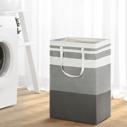 Artiss 2X Laundry Basket Hamper Foldable White Grey.