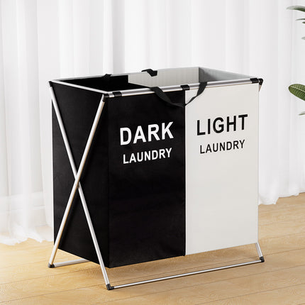 Artiss Laundry Basket Hamper Large Foldable Washing Clothes Storage 2 Sections.