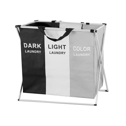 Artiss Laundry Basket Hamper Large Foldable Washing Clothes Storage 3 Sections.