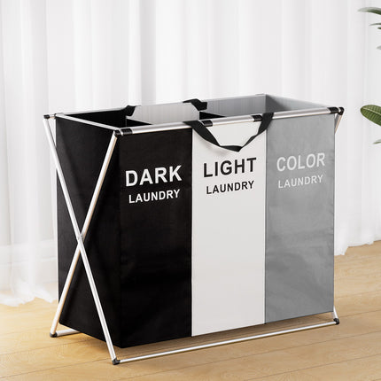 Artiss Laundry Basket Hamper Large Foldable Washing Clothes Storage 3 Sections.