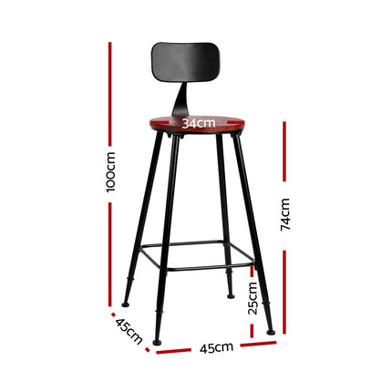 Artiss 2x Bar Stools Vintage Metal Chairs.