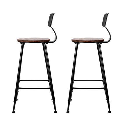 Artiss 2x Bar Stools Vintage Metal Chairs.
