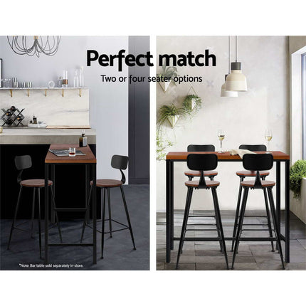 Artiss 2x Bar Stools Vintage Metal Chairs.