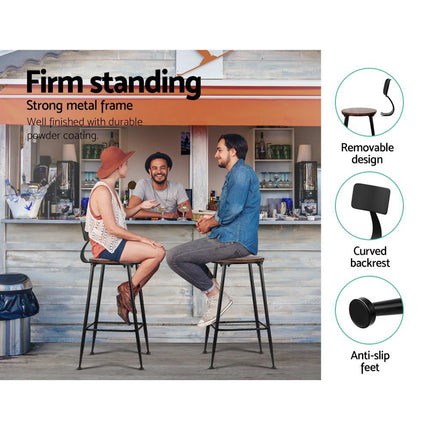 Artiss 2x Bar Stools Vintage Metal Chairs.