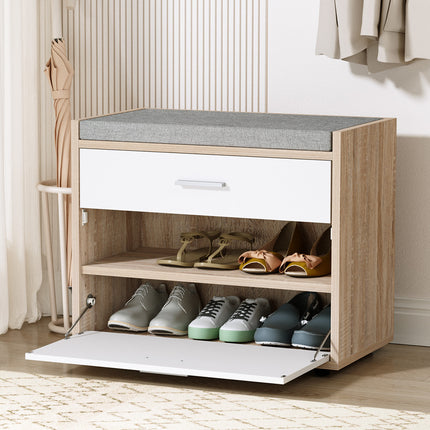 Artiss Shoe Rack Cabinet Bench 8 Pairs White Niva.
