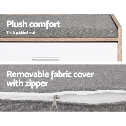Artiss Shoe Rack Cabinet Bench 8 Pairs White Niva.