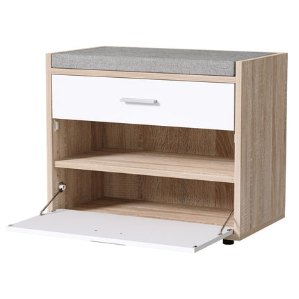 Artiss Shoe Rack Cabinet Bench 8 Pairs White Niva.