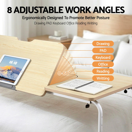 Artiss Mobile Laptop Desk Overbed Table Adjustable Computer Stand Bedside Cart.