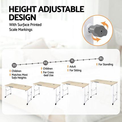 Artiss Mobile Laptop Desk Overbed Table Adjustable Computer Stand Bedside Cart.