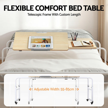 Artiss Mobile Laptop Desk Overbed Table Adjustable Computer Stand Bedside Cart.