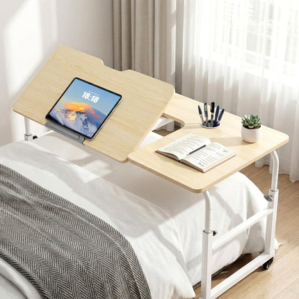 Artiss Mobile Laptop Desk Overbed Table Adjustable Computer Stand Bedside Cart.