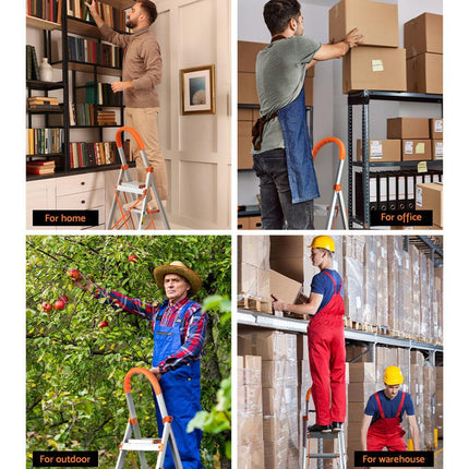 Giantz 3 Step Ladder Multi-Purpose Folding Aluminium Light Weight Non Slip Platform.