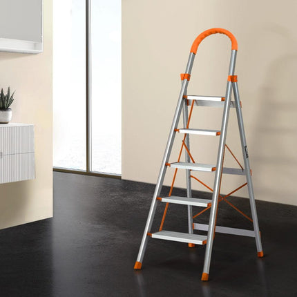 Giantz 5 Step Ladder Multi-Purpose Folding Aluminium Light Weight Non Slip Platform.