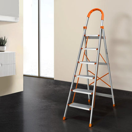 Giantz 6 Step Ladder Multi-Purpose Folding Aluminium Light Weight Non Slip Platform.