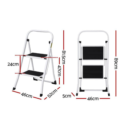 Giantz 2 Step Ladder Multi-Purpose Folding Steel Light Weight Platform.