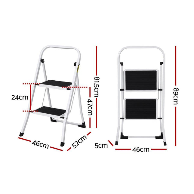Giantz 2 Step Ladder Multi-Purpose Folding Steel Light Weight Platform.
