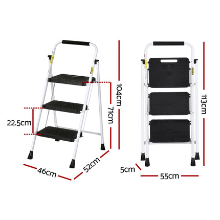 Giantz 3 Step Ladder Multi-Purpose Folding Steel Light Weight Platform.