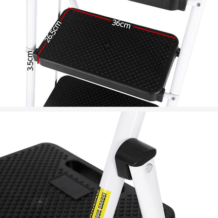 Giantz 3 Step Ladder Multi-Purpose Folding Steel Light Weight Platform.