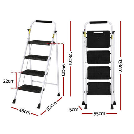 Giantz 4 Step Ladder Multi-Purpose Folding Steel Light Weight Platform.