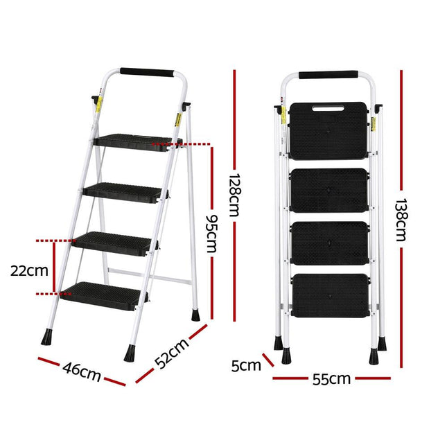 Giantz 4 Step Ladder Multi-Purpose Folding Steel Light Weight Platform.