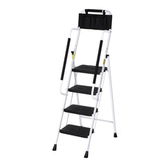 Giantz 4 Step Ladder Multi-Purpose Folding Steel Platform Tool Bag Handrails.