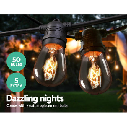 38m LED Festoon String Lights Outdoor Christmas Wedding Waterproof Garden Decor.