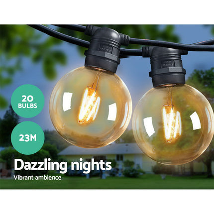 Jingle Jollys 23m LED Festoon String Lights 20 Bulbs Kits Wedding Party Christmas G80.
